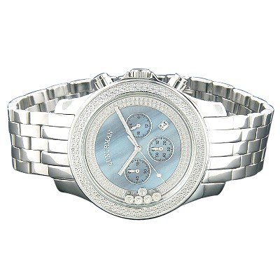 Luxurman Mens Watches Floating Diamond Watch 0.30 Blue