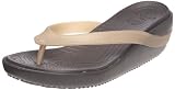 crocs Women's Carlie Wedge Thong Sandal,Espresso/Gold,7 M US