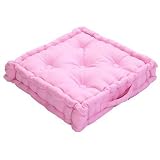 Homescapes - Plain Pink - 100% Cotton - Floor Cushion - Soft Baby Pink - 40 x 40 x 10 cm Square - Indoor - Garden - Dining Chair Booster - Seat Pad Cushionby Homescapes