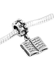 Sterling Silver Open Book Dangle Bead Charm
