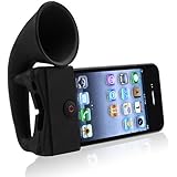 Silicone Horn Stand Speaker compatible with Apple iPhone 4 / 4S, Black