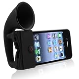 eForCity Silicone Horn Stand Speaker compatible with Apple® iPhone® 4 / 4S, Black