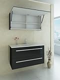 Badmöbelset Atlantis Hochglanz/schwarz Korpus Schwarz 90cm