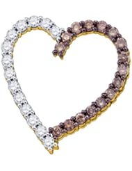 10KT Yellow Gold 1.34 CTW COGNAC Diamond HEART Pendant