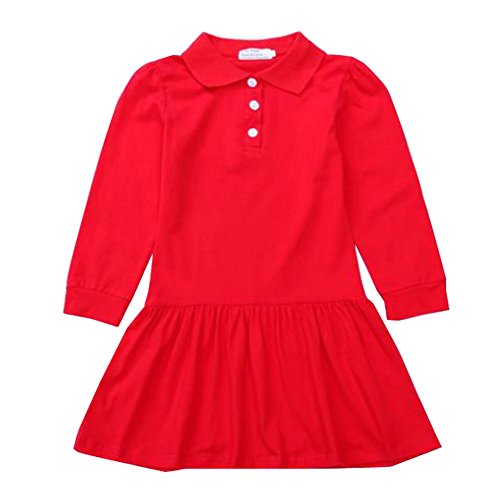 Z by Yoon Little Girls Red Long Sleeve School Uniform Polo Dress 3T-7