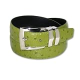 OSTRICH Embossed LIME GREEN Bonded Leather Belt Silver-Tone Buckle Regular