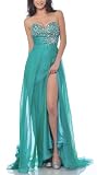 Zeilei 7561 Strapless High Slit Chiffon Pageant Prom Dress