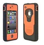 Cyclops Trident - Housse et Coque - Etui de protection polycarbonate tres resistant - Orange - Anneau amortisseur en silicone - Antiderapant - Acces aux connectiques - Multi-couches satinee - Touche velour - Film protecteur - Pour Apple Iphone 4