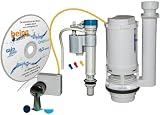 ONE2FLUSH DUAL FLUSH TOILET CONVERSION KIT Includes Water Saving Fill Valve with BOWL FILL CONTROL, 3 St. Steel Bolts,Tank Bowl Gaskets,plus interactive CDrom with instructional video.Convert Existing Toilets to efficient Dual Flush Toilets.