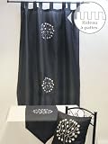 RIDEAU A PATTES 140x250 cm EVE NOIR BRODE, Effet Soie Sauvage