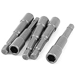 uxcell　六角ソケットビット　金属　グレー　5個入り