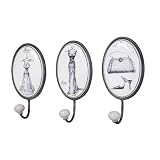 Decorative Metal and Resin Wall Plaque With Hooks - Set of 3