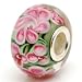Murano Style Glass Pink Garden Sterling Bead Charm with Solid Single Core for European Cable Bracelet