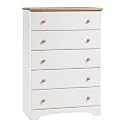 South Shore Furniture, Summertime Collection, 5 Drawer Chest, Pure White and Natural Maple