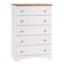 South Shore Furniture, Summertime Collection, 5 Drawer Chest, Pure White and Natural Maple