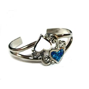 Double Heart Cuff Bracelet with Genuine Turquoise by Western Earrings