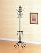 Classic Black Metal Coat Rack Hat Stand w/Umbrella Holder