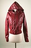Classic Faux Leather Bomber Jacket with Removable Hood