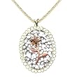 18k Three Tone Yellow White and Rose Gold Multicolor Gemstone Flower Pendant with Chain
