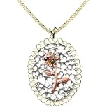 18k Three Tone Yellow White and Rose Gold Multicolor Gemstone Flower Pendant with Chain