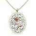 18k Three Tone Yellow White and Rose Gold Multicolor Gemstone Flower Pendant with Chain