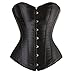Zhitunemi Women's Satin Bustier Waist Training Corset Cincher Overbust Plus Size X-Large Black