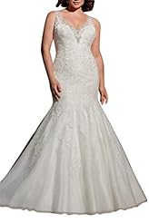 Plus Size V-neck Satin Mermaid Lace Sleeveless  Dress