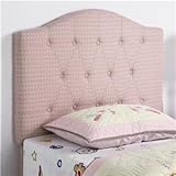 Twin Size Kid Headboard with Button Tufted in Pink Patterned Fabric