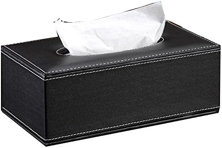 Hfkm Europe-style Simple Leather Tissue Box Case Cover Small/large (L, Black)