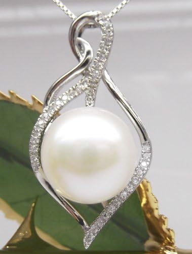 Genuine AAA huge 12-12.5mm White Pearl Pendant Necklace 18" Cultured Freshwater