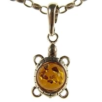 BALTIC AMBER AND STERLING SILVER 925 DESIGNER COGNAC TORTOISE PENDANT JEWELLERY JEWELRY (NO CHAIN)-P142