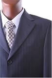 Men's Super 120s Merino Wool Single Breasted 3 Button Navy Pinstripe Dress Suit