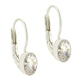 Large Sterling Silver Diamond cz stone Lever Back LeverBack Earrings