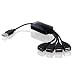 CSL - Flexible USB 2.0 Hub 4 Port | Verteiler Kabel USB 4 fach | Plug & Play | Notebook-Laptop / PC-Mac | schwarz