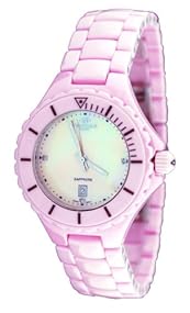Oniss #ON8011-L4 Women's Pink Ceramic Sapphire Crystal Watch