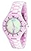 Oniss #ON8011-L4 Women's Pink Ceramic Sapphire Crystal Watch