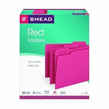 Smead 1/3-Cut File Folders, Letter Size, Red, 100 Per Box (12743)