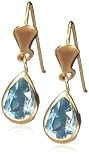 9ct Yellow Gold AME89593 Ladies Blue Topaz Drop Earrings