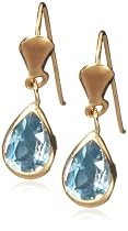9ct Yellow Gold AME89593 Ladies Blue Topaz Drop Earrings