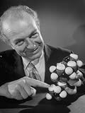 Dr. Linus Pauling Holding a Wooden Model of the Molecular Structure of Protein Premium Photographic Poster Print by Ralph Morse, 30x40