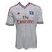 Material: 100 % Polyester mit ClimaCool-Technologie  ClimaCool� bietet Ventilation f�r Ihren K�rper 
sowie Feuchtigkeitstransport und sorgt damit f�r optimalen Komfort und herausragende Leistung  
Vorne: Adidas Logo, HSV-Logo und 1 Meister-Stern aufgestickt; Fly Emirates aufgedruckt  Hinten: 
komplett weiss und unbedruckt  Adidas Streifen auf den Schultern 