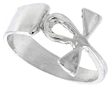 Sterling Silver Diamond Cut Ankh Cross Ring