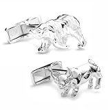 Bear & Bull Stock Market Silver Cufflinks Cuff Links
