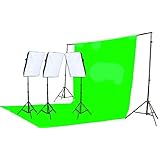 Fancierstudio 2400 Watt Chromakey Green Screen Video Lighting Kit With Softbox Light Kit By Fancierstudio 9004S3 +TB Gren Kit