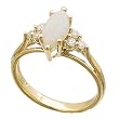 14Kt Yellow Gold Opal Cabochon Diamond Ring