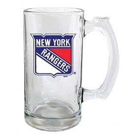 New York Rangers Beer Mug: 13oz Glass Sports Tankard
