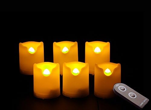 KCRIUS(TM) Set of 6 Plastic Flameless LED Votive Candles with Remote