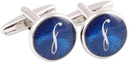 Men's Shirts Cufflinks Alphabet Letter Round Color Silver (S)