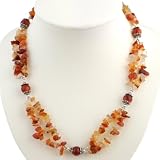 EXP Handmade Carnelian Agate & Silver Two-Strand Necklace
