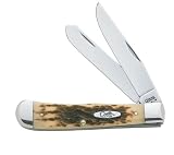 Case Cutlery 163 Case Trapper Pocket Knife with Chrome Vanadium Blades - Amber Bone